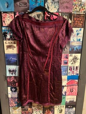 Nanette Lepore Burgundy satin  Mini Dress